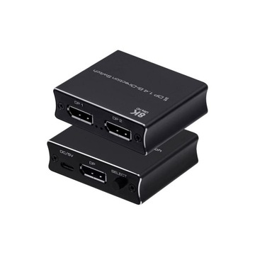 Przełącznik Switch DisplayPort DP 1.4 1x2 8K 4K 120 Hz HDR