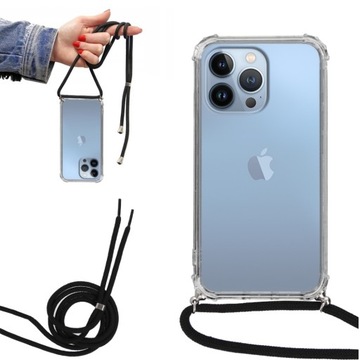 Etui CROSSBODY do IPHONE 13 PRO Czarny Sznurek