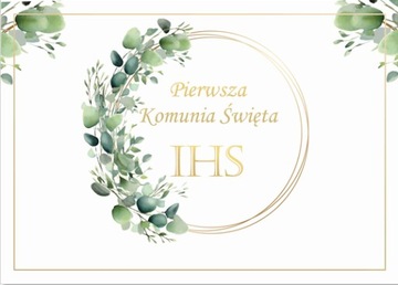 PLAKAT PAPIEROWY KOMUNIJNY PIERWSZA KOMUNIA KIELICH ZŁOTY 68X48