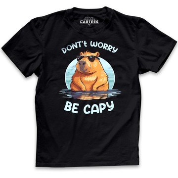 KOSZULKA MĘSKA DON'T WORRY BE CAPY CAPYBARA KAPIBARA TSHIRT NADRUK CAPY