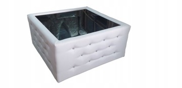 Журнальный столик Н5, мягкая стеклянная скамейка 80х80