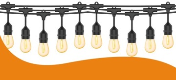 GIRLANDA OGRODOWA ŁAŃCUCH ŚWIETLNY 20M 20X LED E27 WODOSZCZELNA WYTRZYMAŁA