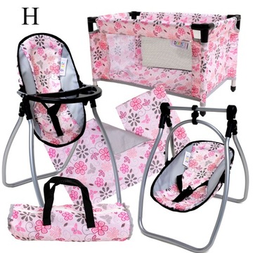 КОМПЛЕКТ для куклы, КРОВАТЬ, постельное белье, СТУЛЬЧИК ДЛЯ КОРМЛЕНИЯ, КАЧЕШКИ для куклы