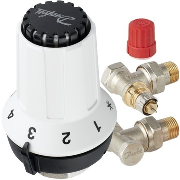 DANFOSS ZESTAW TERMOSTATYCZNY KĄTOWY: GŁOWICA PANDA + ZAWORY 1/2