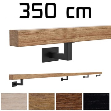 Poręcz ścienna drewniana dębowa dąb kolor 350cm
