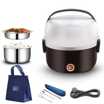 220V Electric Heating Lunch Box Stainless Steel 2L Large Thermal Food