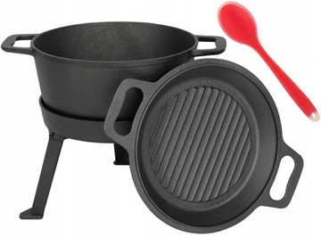 Чугунный казан для костра, 8л, казан для приготовления пищи на костре, сковорода