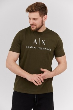 ARMANI EXCHANGE Oliwkowy t-shirt męski z logo r XL