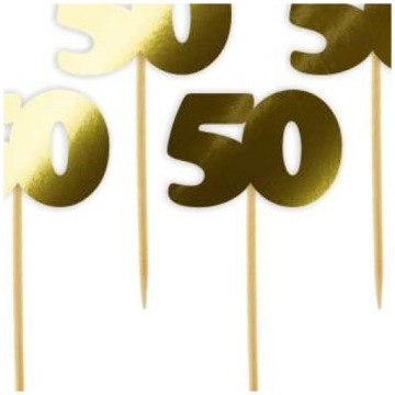 Булавки PICKERS DECORATION для 50TH BIRTHDAYS золотые хромированные MUFFINS для кексов