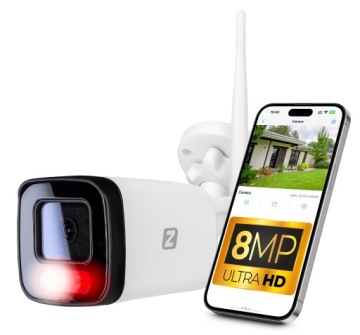 Venkovní kamera Tubová Ip WiFi 8MPx Oznámení, Audio 4xZOOM Metalová