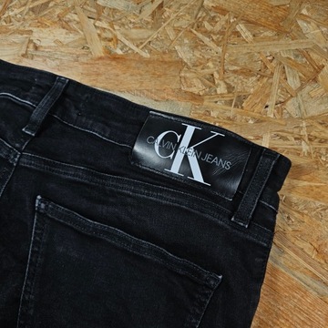 Spodnie Jeansowe CALVIN KLEIN JEANS Super Skinny Czarne Męskie Denim 33x32