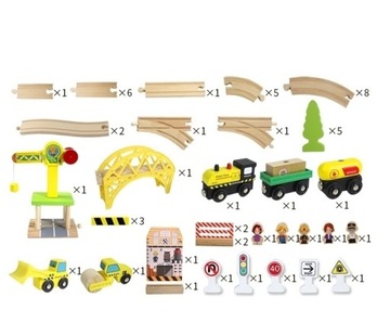 ДЕРЕВЯННЫЕ ЖЕЛЕЗНОДОРОЖНЫЕ ПОЕЗДЫ ПУТИ АКСЕССУАРЫ 70 элементов