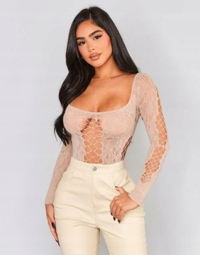 Prettylittlething hxg body dopasowane zdobienie koronkowe S/M NG4