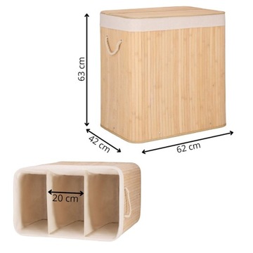 БАМБУКОВАЯ КОРЗИНА КОНТЕЙНЕР ДЛЯ БЕЛЬЯ ДЛЯ ОДЕЖДЫ ДЛЯ ВАННОЙ ДЛЯ БЕЛЬЕВОГО БЕЛЬЯ 150Л