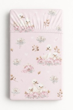 Простирадло бавовняне з гумкою для ліжечка 120x60 см - Little Swans