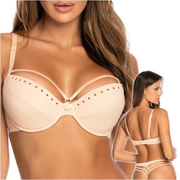 BIUSTONOSZ PUSH UP BEŻOWY 80B CEKINY WYJMOWANE WKŁADKI BRA AXAMI V-10341