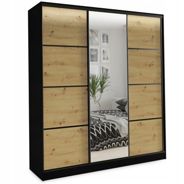 Szafa przesuwna z lustrem 180 czarny artisan LOFT