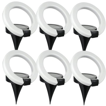 6x Lampka Solarna LED RING Wbijana Gruntowa Regulowana Czujnik Zmierzchu