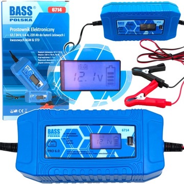 SAMOCHODOWY PROSTOWNIK ELEKTRONICZNY 12V 24V 220Ah ŁADOWARKA AGM GEL STD