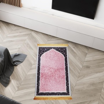 Мусульманский молитвенный коврик, противоскользящий прямоугольный напольный коврик, молитвенный ковер, розовый коврик