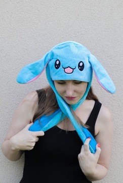 ПЛЮШЕВАЯ ШАПКА ДВИЖУЩИЕСЯ УШИ СВЕТОДИОД ПИКАЧУ Синий Кролик ПАСХА