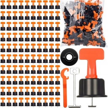 MEGA SET СИСТЕМА ВЫРАВНИВАНИЯ ПЛИТКИ КЛИНЫ ЗАЖИМЫ РУЧКА 100 ШТ.