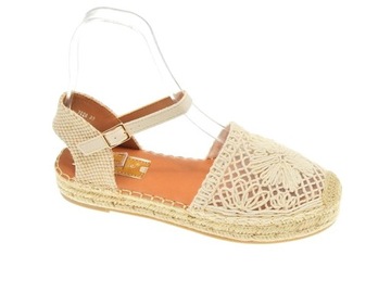 Płaskie Espadryle Ażurowe Beige r.39