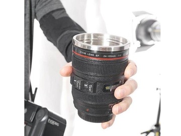 Термокружка LENS черная подарок для фотографа, фотоаппарата, кофе, чая