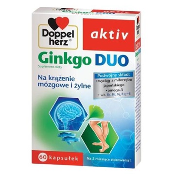 Doppelherz aktiv Ginkgo Duo - krążenie mózgowe i żylne, 60 kapsułek