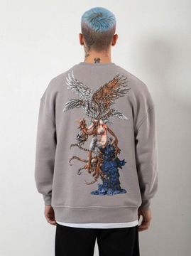 BLUZA BEZ KAPTURA OVERSIZE MĘSKA Szara Machinist Master Of Reality M