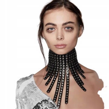 Sexy o-ring Choker czarny regulowany skórzany Punk
