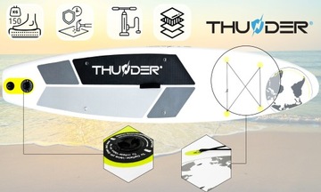 Доска SUP 320 см, безопасная для плавания, аксессуары + весло Thunder.