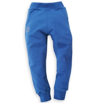 Spodnie dresowe dla chłopca niebieskie jeans bawełna 128