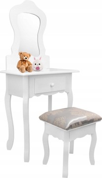 TOALETKA KOSMETYCZNA DLA DZIEWCZYNKI VINTAGE LUSTRO + TABORET