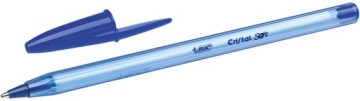ШАРИКОВАЯ РУЧКА BIC CRISTAL SOFT СИНЯЯ ТОЛЩИНОЙ 1,2 ММ С КРЫШКОЙ ОФИС ШКОЛА