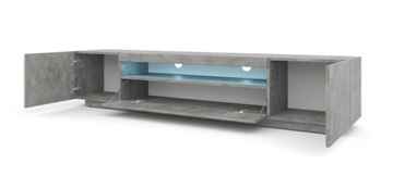 Тумба под ТВ 200 см, напольная, бетон + светодиодное освещение