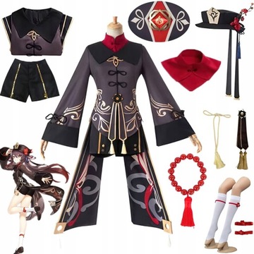 Genshin Cosplay Anime Hu tao Strój Kostium Peruka