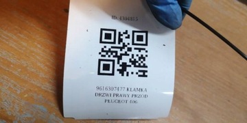 9616307477 KLIKA DVEŘE PRAVÝ PŘEDNÍ PEUGEOT 406