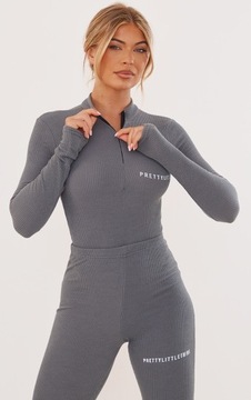 PRETTYLITTLETHING BODY PRĄZKOWANE Z ZAMKIEM DŁUGI RĘKAW RS C594103