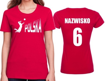 DAMSKA KOSZULKA KIBICA REPREZENTACJI + NAZWISKO NR PIŁKARSKA SIATKÓWKA