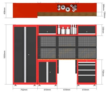 МЕБЕЛЬ ДЛЯ МАСТЕРСКОЙ КОМПЛЕКТ МЕБЕЛИ ИЗ 13 ПРЕДМЕТОВ ШКАФ-ПОЛКА