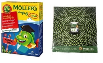MOLLER'S OMEGA-3 Rybki smak malinowy 36 sztuk + GRATIS CHUSTECZKA