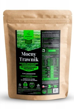 Nawóz organiczny naturalny do trawy NPK 3kg Mocny Trawnik granulat