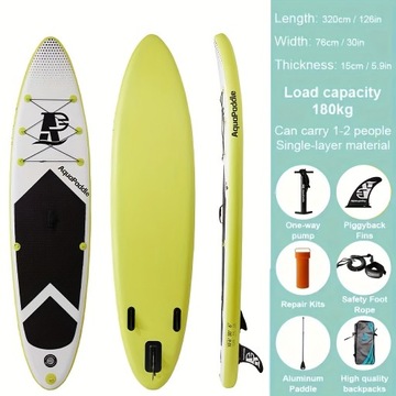 AquaPaddle Nadmuchiwana deska SUP Stand Up Paddle 3.2M Podwójna warstwa Pogrubiona