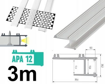 ПРОФИЛЬ ПОДВЕСНОЙ ПОТОЛОЧНЫЙ ПОДВЕСНОЙ ПОТОЛОК APA12 БЕЛЫЙ 3м С ЛАМПОЙ