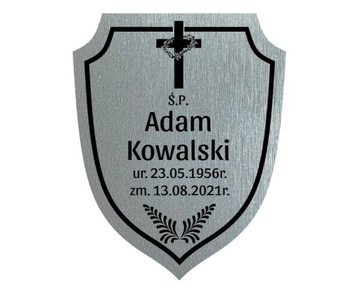 Надгробная табличка с гравировкой, крест с УФ-фильтром, серебро