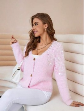 SWETER DAMSKI RÓŻOWY ROZPINANY SHEIN