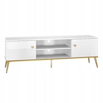 Szafka RTV, komoda, nowoczesna, biała, połysk 160cm, pod TV stojąca, ATHENA