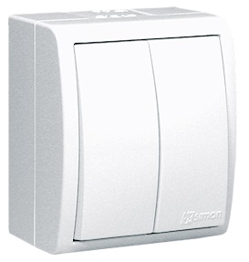 KONTAKT-SIMON AQUARIUS IP54 Łącznik podwójny natynkowy biały