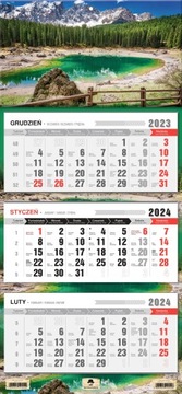 Kalendarz ścienny TRÓJDZIELNY 2024